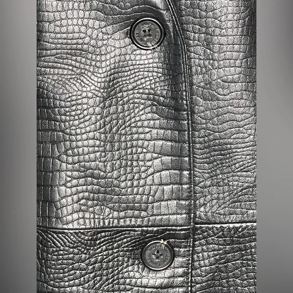 Ralph Lauren Crocodile Embossed Black Leather Jacket Blazer.Sz L. Mint - Picture 8 of 9